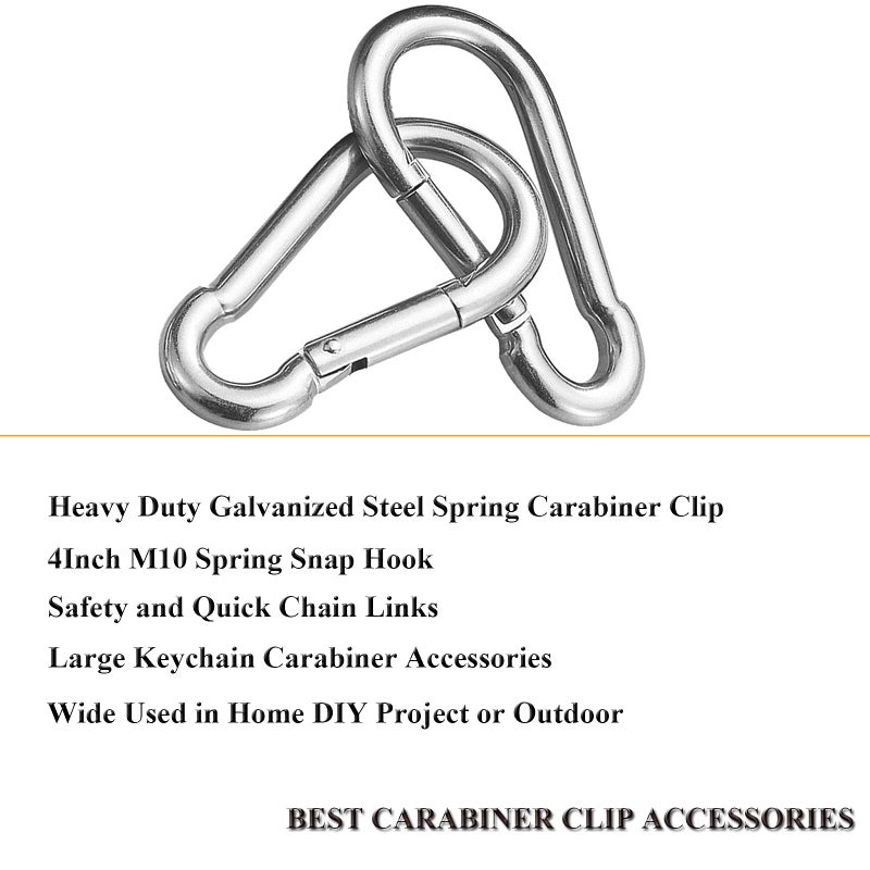 EPHECH 30PCS 4"" Heavy Duty Spring Snap Hook  M10 3/8"" Galvanized Steel Carabiner Clip Qiuck Link Spring Snap Hook  770LBS Holding Capacity Keychain Buckle for Swing Hammock Gym Outdoor - Image 3